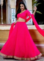 Georgette Pink Party Wear Leheriya Print Lehenga Choli